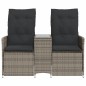 vidaXL Gartensofa 2-Sitzer Verstellbar mit Tisch Grau Poly Rattan vidaXL Gartensofa 2-Sitzer Verstellbar mit Tisch Grau Poly Rattan