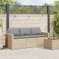 vidaXL Gartensofa mit Kissen 3-Sitzer Beige Poly Rattan vidaXL Gartensofa mit Kissen 3-Sitzer Beige Poly Rattan