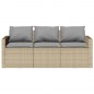 vidaXL Gartensofa mit Kissen 3-Sitzer Beige Poly Rattan vidaXL Gartensofa mit Kissen 3-Sitzer Beige Poly Rattan