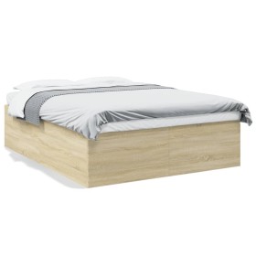 vidaXL Bettgestell Sonoma-Eiche 160x200 cm Holzwerkstoff
