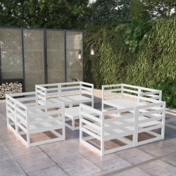 vidaXL 9-tlg. Garten-Lounge-Set Weiß Kiefer Massivholz