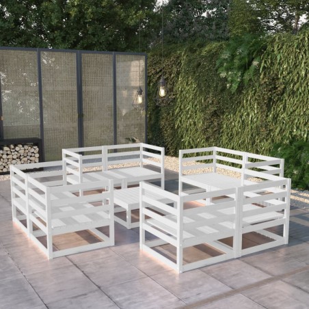 vidaXL 9-tlg. Garten-Lounge-Set Weiß Kiefer Massivholz