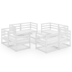 vidaXL 9-tlg. Garten-Lounge-Set Weiß Kiefer Massivholz