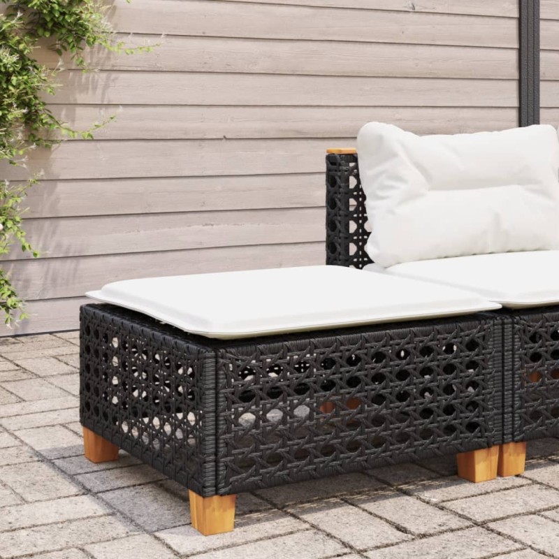 vidaXL Gartenhocker mit Kissen Schwarz 63,5x56x32 cm Poly Rattan vidaXL Gartenhocker mit Kissen Schwarz 63,5x56x32 cm Poly Rattan