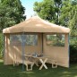 vidaXL Partyzelt Faltbar Pop-Up mit 2 Seitenteilen Beige vidaXL Partyzelt Faltbar Pop-Up mit 2 Seitenteilen Beige