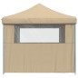 vidaXL Partyzelt Faltbar Pop-Up mit 4 Seitenteilen Beige vidaXL Partyzelt Faltbar Pop-Up mit 4 Seitenteilen Beige