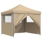 vidaXL Partyzelt Faltbar Pop-Up mit 4 Seitenteilen Beige vidaXL Partyzelt Faltbar Pop-Up mit 4 Seitenteilen Beige