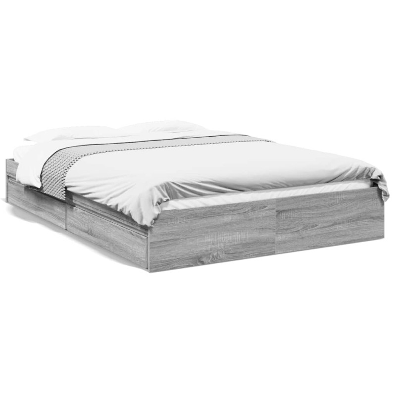 vidaXL Bettgestell mit Schubladen Grau Sonoma 150x200 cm Holzwerkstoff vidaXL Bettgestell mit Schubladen Grau Sonoma 150x200 cm Holzwerkstoff