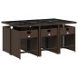 vidaXL 7-tlg. Garten-Essgruppe mit Kissen Braun Poly Rattan vidaXL 7-tlg. Garten-Essgruppe mit Kissen Braun Poly Rattan