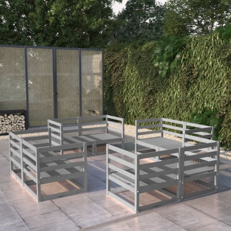 vidaXL 8-tlg. Garten-Lounge-Set Grau Massivholz Kiefer