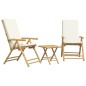 vidaXL 3-tlg. Bistro-Set Klappbar mit Cremeweißen Kissen Bambus vidaXL 3-tlg. Bistro-Set Klappbar mit Cremeweißen Kissen Bambus