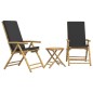 vidaXL 3-tlg. Bistro-Set Klappbar mit Dunkelgrauen Kissen Bambus vidaXL 3-tlg. Bistro-Set Klappbar mit Dunkelgrauen Kissen Bambus