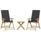 vidaXL 3-tlg. Bistro-Set Klappbar mit Dunkelgrauen Kissen Bambus vidaXL 3-tlg. Bistro-Set Klappbar mit Dunkelgrauen Kissen Bambus