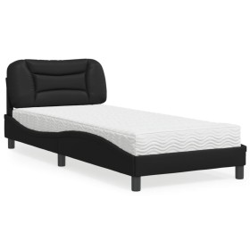 vidaXL Bett mit Matratze Schwarz 90x190 cm Kunstleder