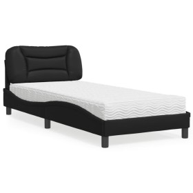 vidaXL Bett mit Matratze Schwarz 90x200 cm Kunstleder