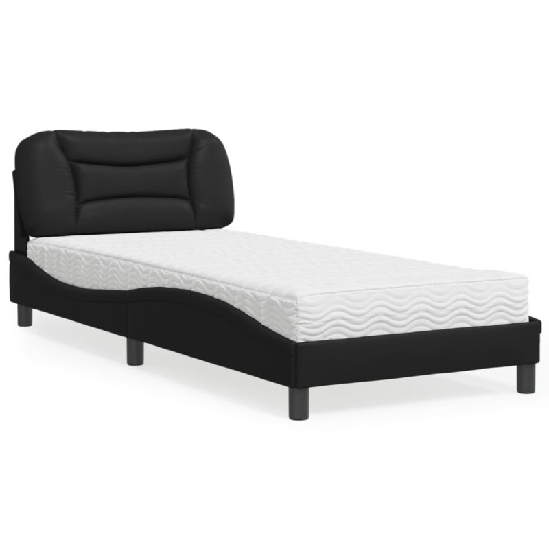 vidaXL Bett mit Matratze Schwarz 90x200 cm Kunstleder vidaXL Bett mit Matratze Schwarz 90x200 cm Kunstleder