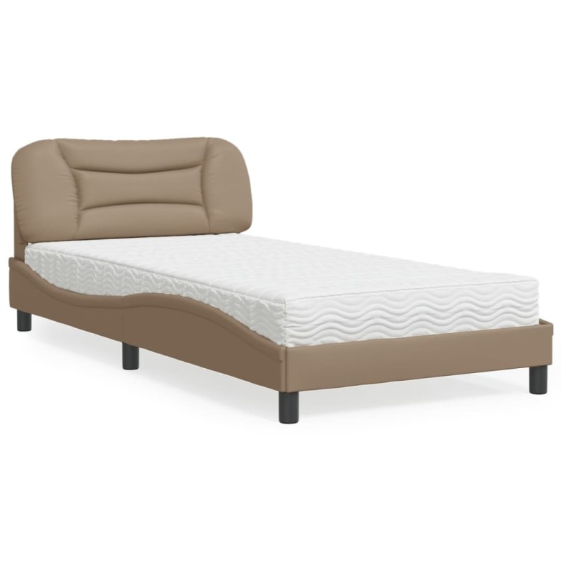 vidaXL Bett mit Matratze Cappuccino-Braun 100x200 cm Kunstleder vidaXL Bett mit Matratze Cappuccino-Braun 100x200 cm Kunstleder