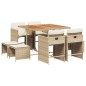 vidaXL 9-tlg. Garten-Essgruppe mit Kissen Beige Poly Rattan vidaXL 9-tlg. Garten-Essgruppe mit Kissen Beige Poly Rattan