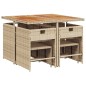 vidaXL 9-tlg. Garten-Essgruppe mit Kissen Beige Poly Rattan vidaXL 9-tlg. Garten-Essgruppe mit Kissen Beige Poly Rattan