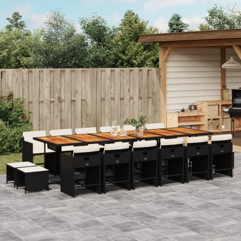 vidaXL 17-tlg. Garten-Essgruppe mit Kissen Schwarz Poly Rattan vidaXL 17-tlg. Garten-Essgruppe mit Kissen Schwarz Poly Rattan