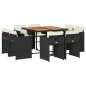 vidaXL 9-tlg. Garten-Essgruppe mit Kissen Schwarz Poly Rattan vidaXL 9-tlg. Garten-Essgruppe mit Kissen Schwarz Poly Rattan