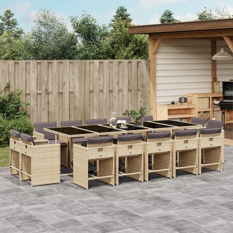 vidaXL 15-tlg. Garten-Essgruppe mit Kissen Beigemischung Poly Rattan vidaXL 15-tlg. Garten-Essgruppe mit Kissen Beigemischung Poly Rattan