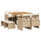 vidaXL 9-tlg. Garten-Essgruppe mit Kissen Beige Poly Rattan vidaXL 9-tlg. Garten-Essgruppe mit Kissen Beige Poly Rattan
