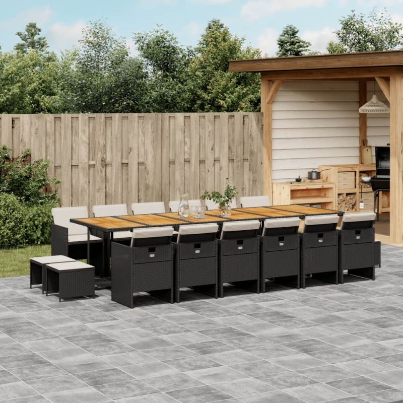 vidaXL 17-tlg. Garten-Essgruppe mit Kissen Schwarz Poly Rattan vidaXL 17-tlg. Garten-Essgruppe mit Kissen Schwarz Poly Rattan