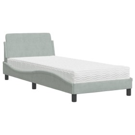 vidaXL Bett mit Matratze Hellgrau 90x190 cm Samt
