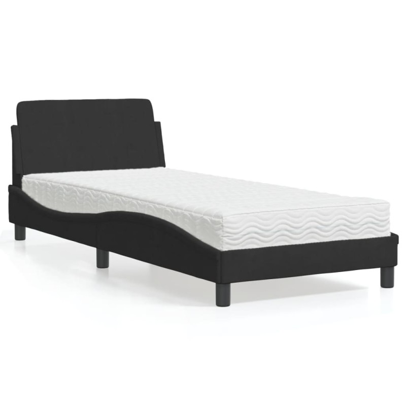 vidaXL Bett mit Matratze Schwarz 90x190 cm Samt vidaXL Bett mit Matratze Schwarz 90x190 cm Samt