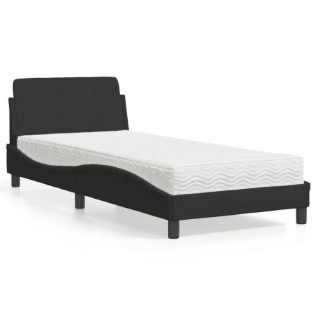 vidaXL Bett mit Matratze Schwarz 90x190 cm Samt