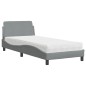 vidaXL Bett mit Matratze Hellgrau 90x200 cm Stoff vidaXL Bett mit Matratze Hellgrau 90x200 cm Stoff