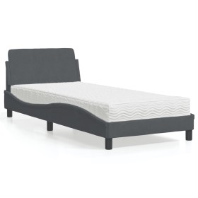 vidaXL Bett mit Matratze Dunkelgrau 90x200 cm Samt