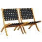 vidaXL Gartenstühle 2 Stk. Klappbar Schwarz Massivholz Akazie & Stoff vidaXL Gartenstühle 2 Stk. Klappbar Schwarz Massivholz Akazie & Stoff