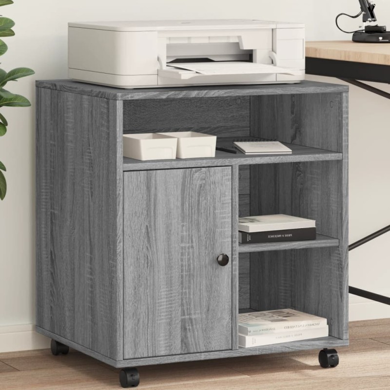 vidaXL Druckerständer mit Rollen Grau Sonoma 60x50x67 cm vidaXL Druckerständer mit Rollen Grau Sonoma 60x50x67 cm