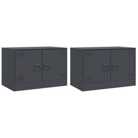 vidaXL TV-Schränke 2 Stk. Anthrazit 67x39x44 cm Stahl