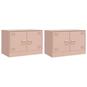 vidaXL TV-Schränke 2 Stk. Rosa 67x39x44 cm Stahl
