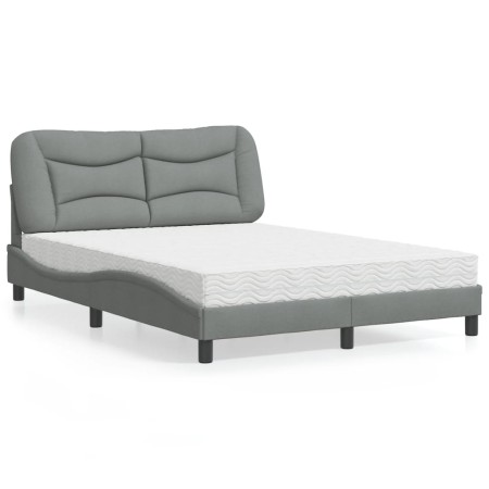 vidaXL Bett mit Matratze Hellgrau 140x190 cm Stoff