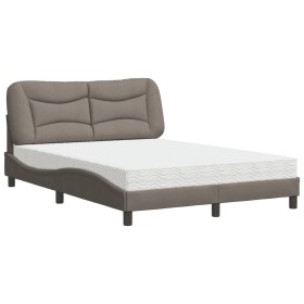 vidaXL Bett mit Matratze Taupe 140x200 cm Stoff