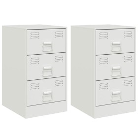 vidaXL Nachttische 2 Stk. Weiß 34,5x39x62 cm Stahl