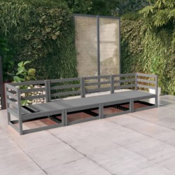 4-Sitzer-Gartensofa Grau Kiefer Massivholz