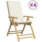vidaXL Bistrostühle 4 Stk. Klappbar mit Cremeweißen Kissen Bambus vidaXL Bistrostühle 4 Stk. Klappbar mit Cremeweißen Kissen Bambus