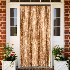 vidaXL Fliegenvorhang Ocker und Weiß 118x220 cm Chenille