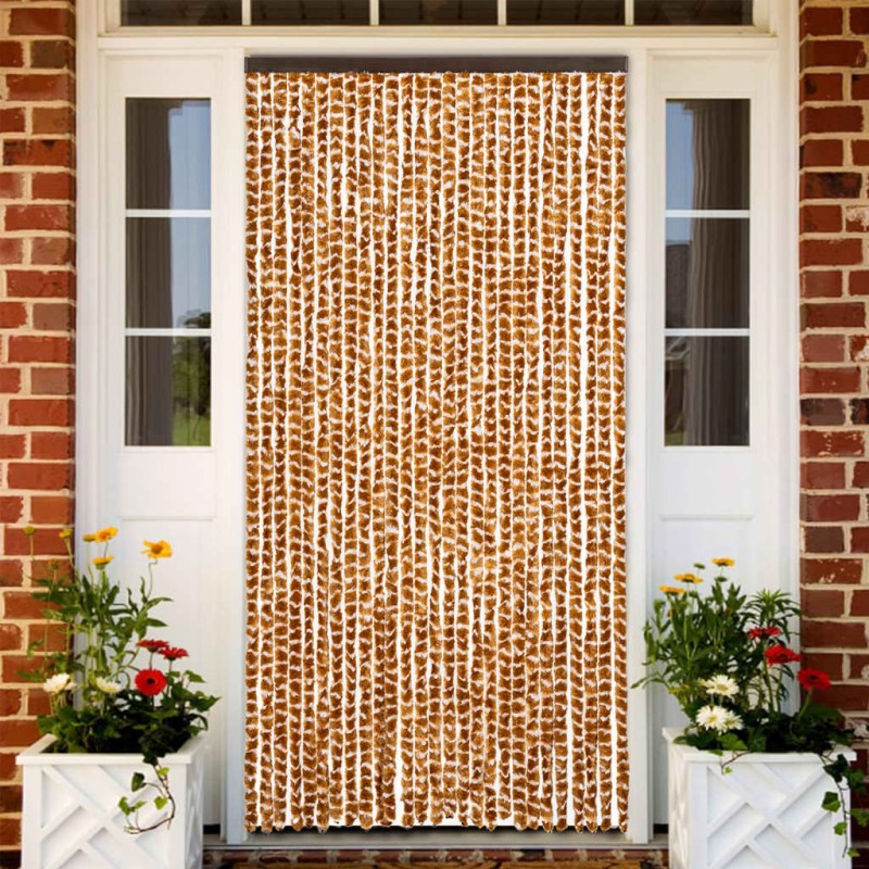 vidaXL Fliegenvorhang Ocker und Weiß 118x220 cm Chenille vidaXL Fliegenvorhang Ocker und Weiß 118x220 cm Chenille