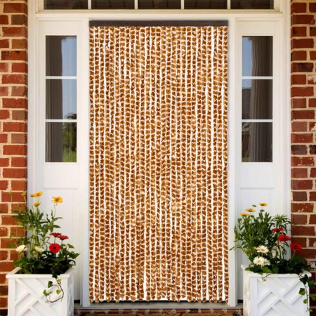 vidaXL Fliegenvorhang Ocker und Weiß 118x220 cm Chenille