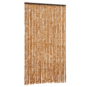 vidaXL Fliegenvorhang Ocker und Weiß 118x220 cm Chenille