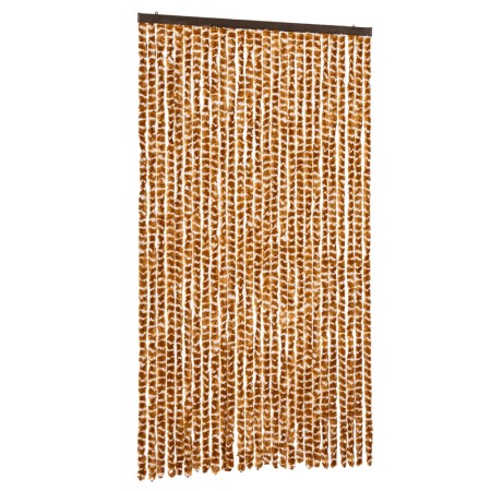 vidaXL Fliegenvorhang Ocker und Weiß 118x220 cm Chenille