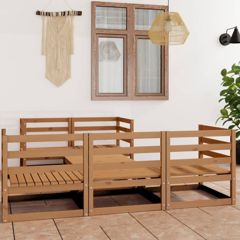 6-tlg. Garten-Lounge-Set Honigbraun Massivholz Kiefer 6-tlg. Garten-Lounge-Set Honigbraun Massivholz Kiefer