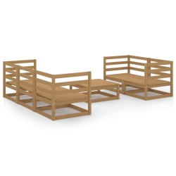 6-tlg. Garten-Lounge-Set Honigbraun Massivholz Kiefer