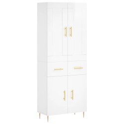 Highboard Hochglanz-Weiß 69,5x34x180 cm Holzwerkstoff